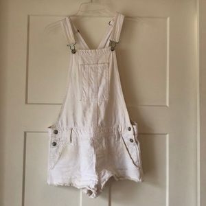 white jean overalls